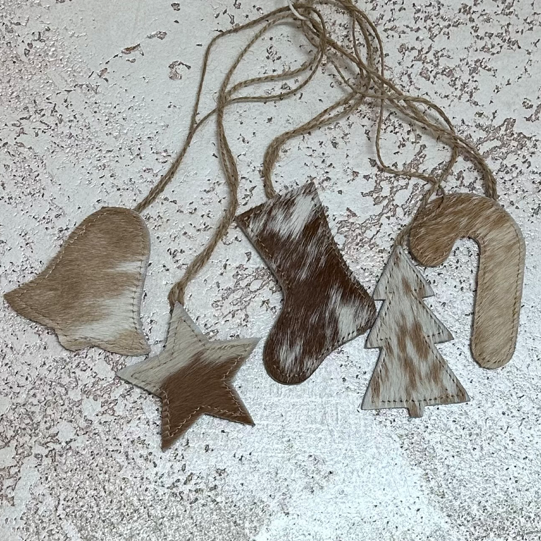 Cowhide Christmas Ornaments