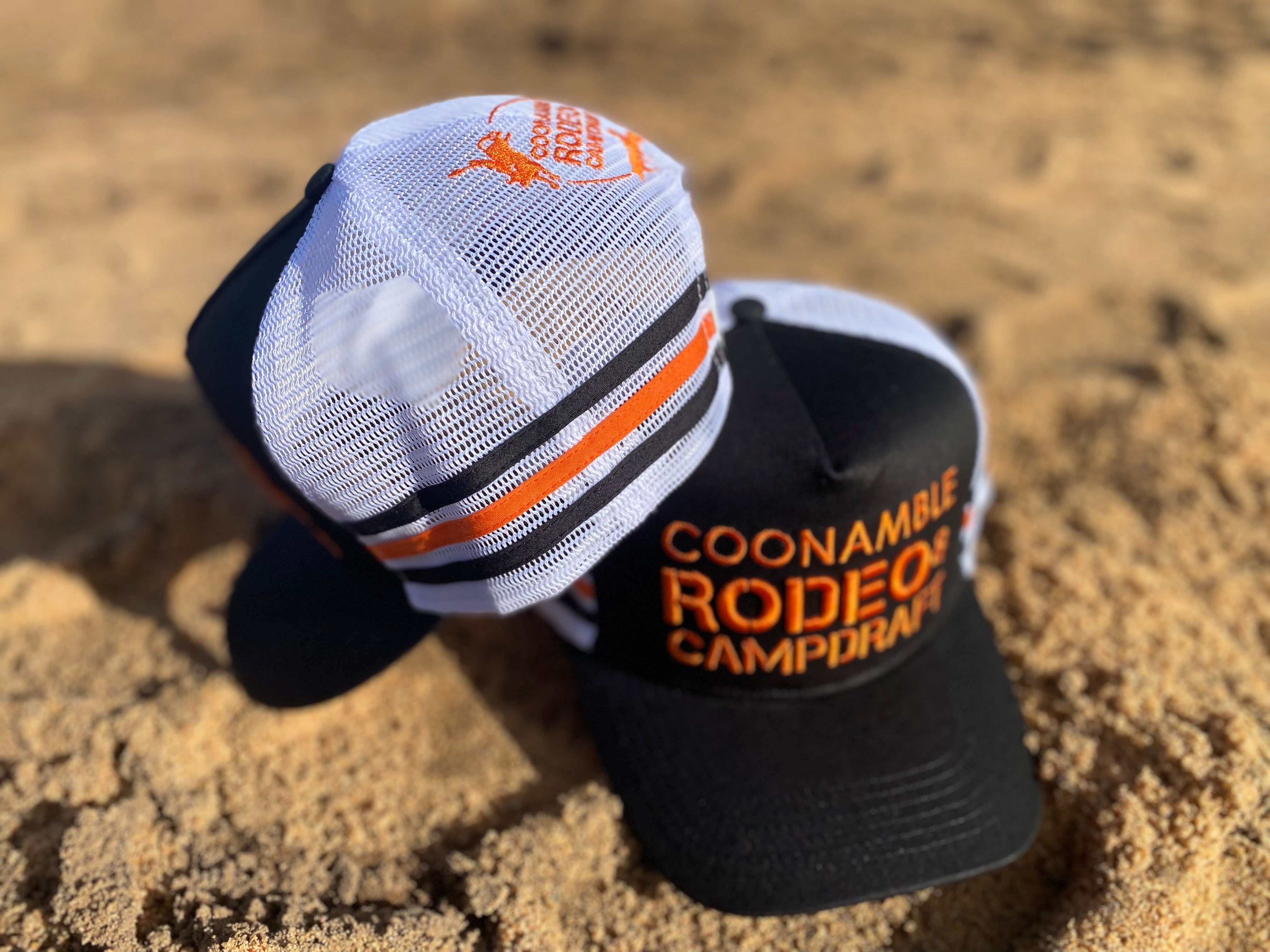 Coonamble Rodeo Trucker Cap Black Orange
