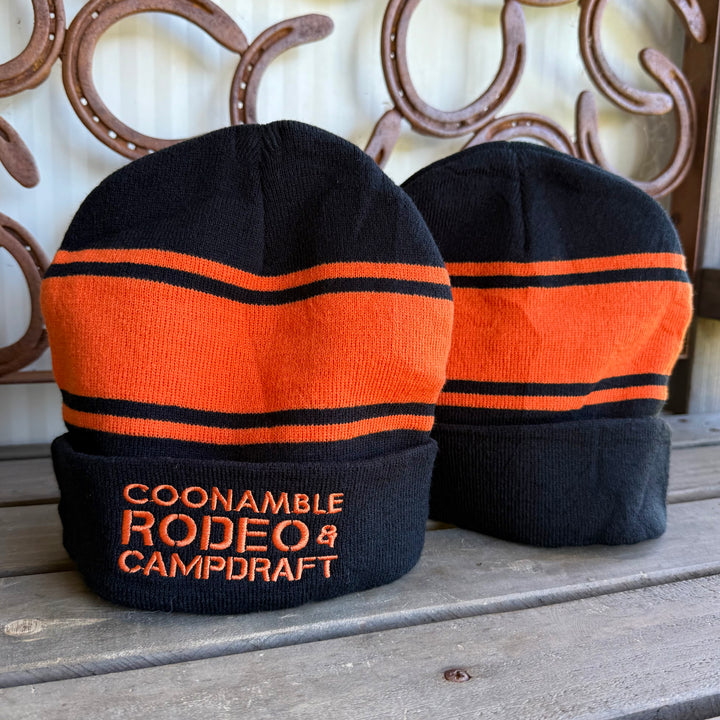 Coonamble Rodeo and Campdraft Black and Orange Beanie