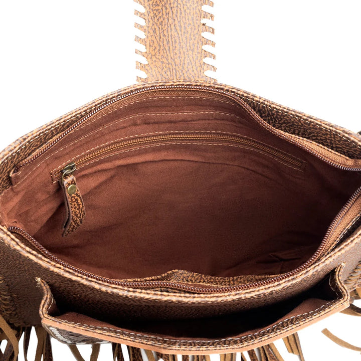 Oro Valley Hand-Tooled Bag In Bourbon Brown