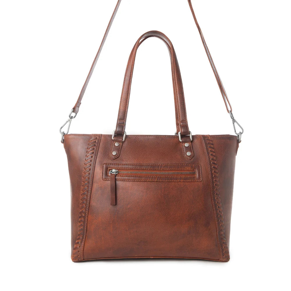 Myra Zidana Arista Bloom Veg Tanned Leather Handbag In Amberwood