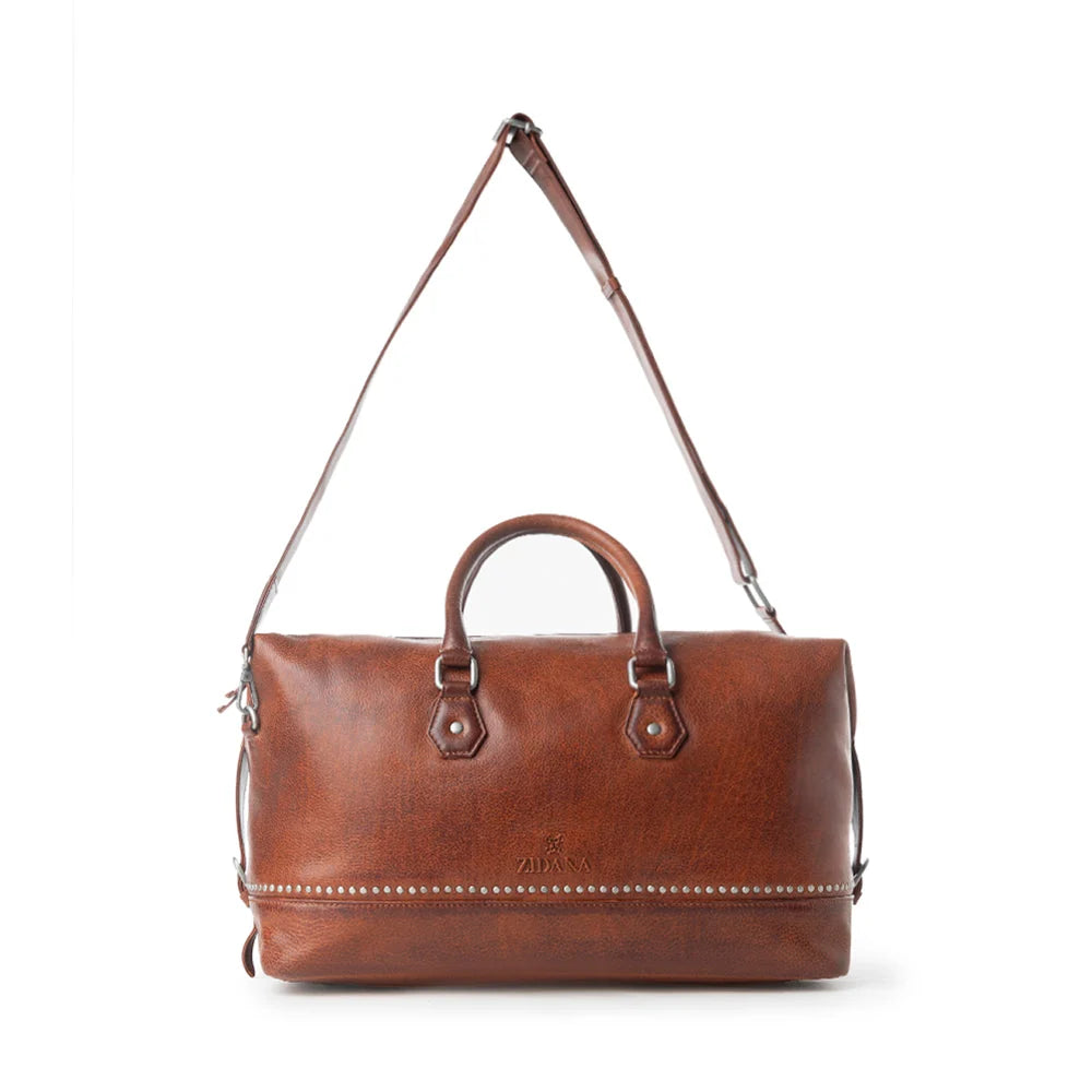 Myra Zidana Sundown Plains Veg Tanned Leather Traveller Bag In Auburn Ember