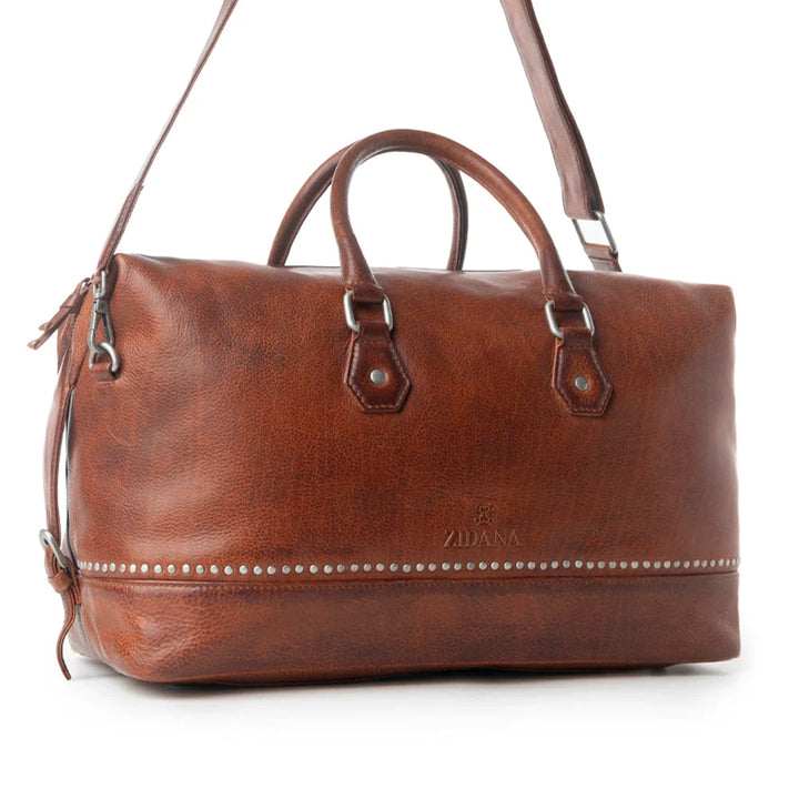 Myra Zidana Sundown Plains Veg Tanned Leather Traveller Bag In Auburn Ember