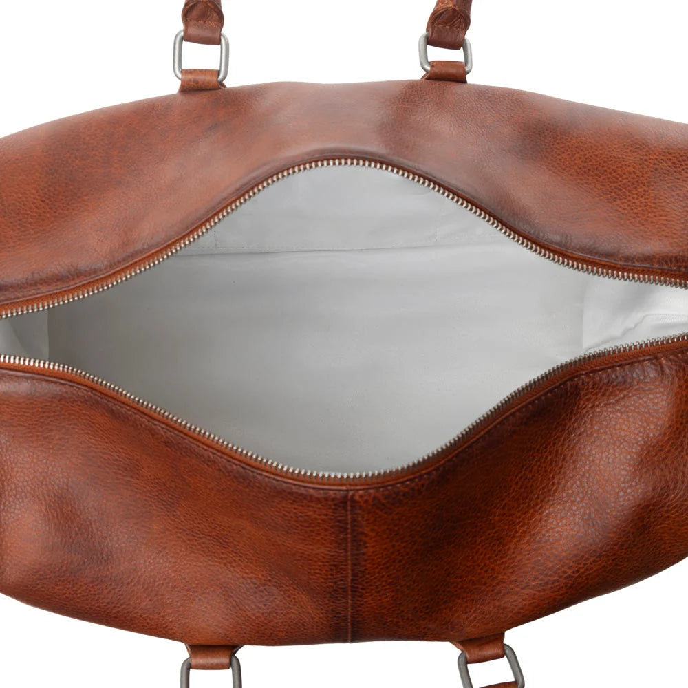 Myra Zidana Sundown Plains Veg Tanned Leather Traveller Bag In Auburn Ember